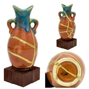 Kintsugi Vase Japanese Vintage Drip Glaze Gold Crack Art Personal Growth Gift